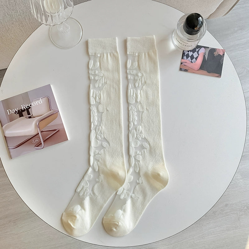 [2 Pairs] Pure White Summer Wear Calf Socks Suitable for Spring and Summer Matching Skirt