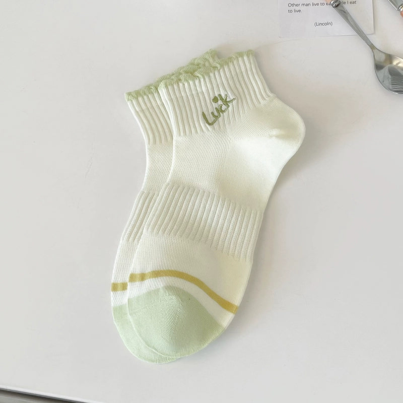 [5 Pairs] Make Your Every Day Full of Good Mood Spring and Summer Thin Breathable Pure Cotton