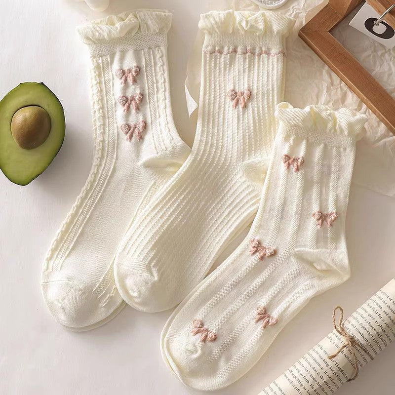 White Lace Socks Women's Tube Socks Lolita Thin Trendy Korean Style All-Match and Cute Japanese Style Sweet Student