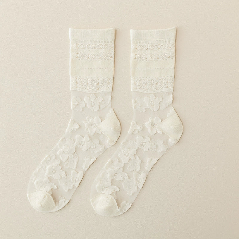 [3 Pairs] Thin Summer Simple and Easy to Wear Floral Butterfly Socks