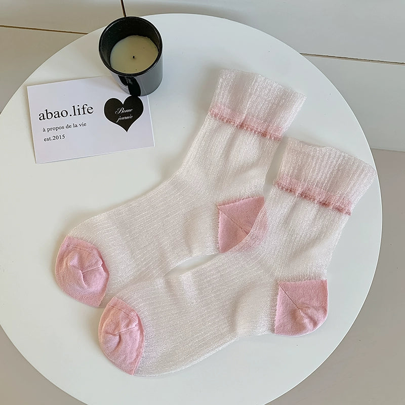 [5 Pairs] Spring Summer Breathable Thin Elegant Weapon Solid Color Sexy Wear