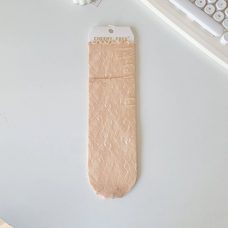 [5 Pairs] Summer Thin and Comfortable Breathable Mesh Pile Style Tube Socks