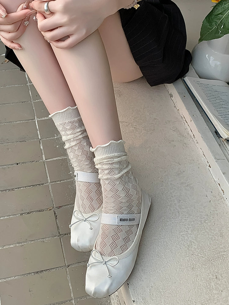 [4 Pairs] Summer Thin Breathable Wooden Ear Fairy Solid Color Simple Wear