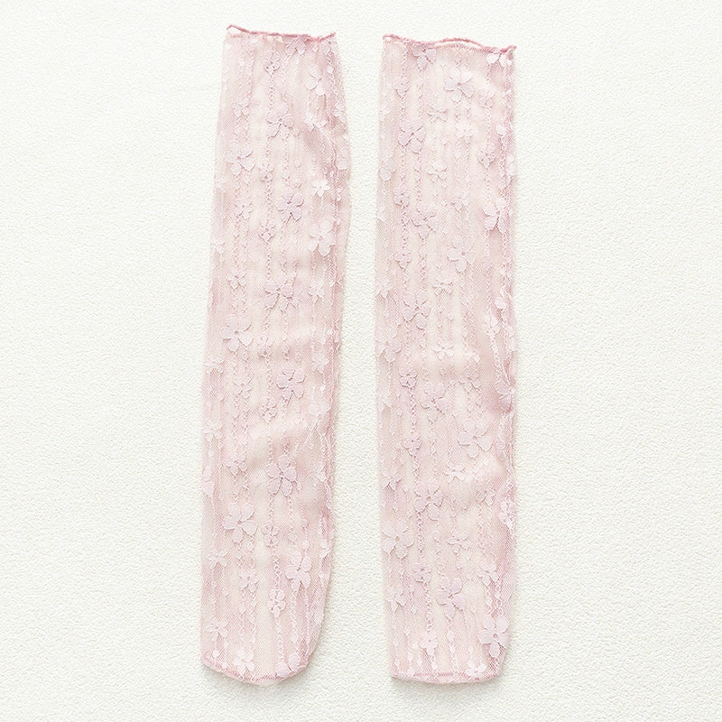 [2 Pairs] Summer Lace Breathable Cool Mesh Curling with Leather Shoes Good Socks