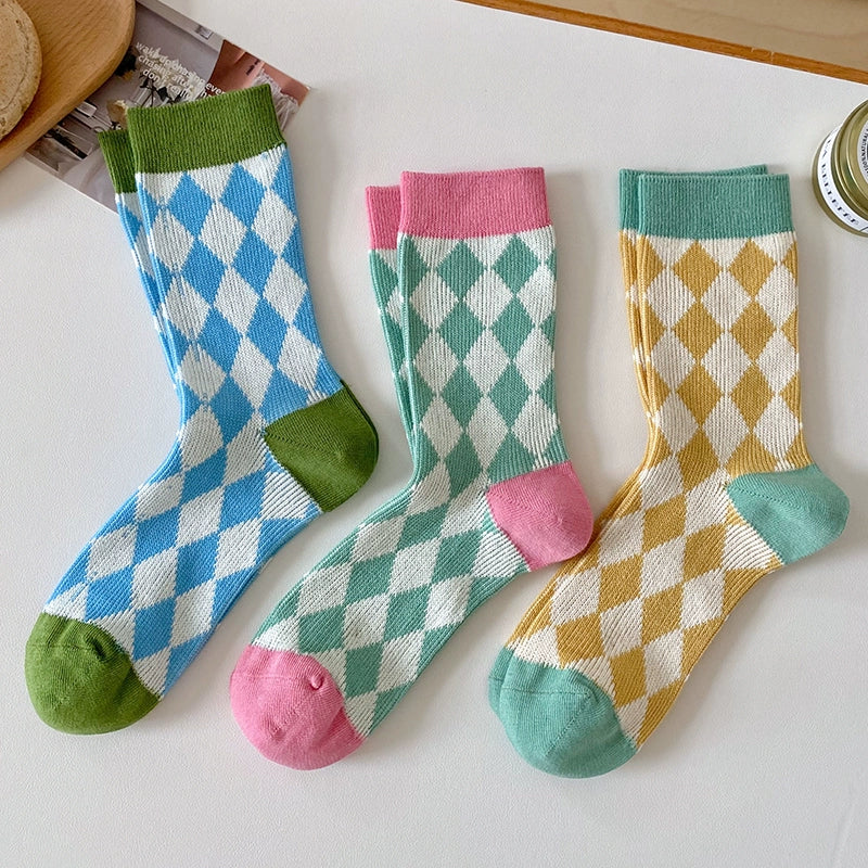 [3 Pairs] Matching Art Spring and Summer Thin Double Needle Items to Match Fashion Sense