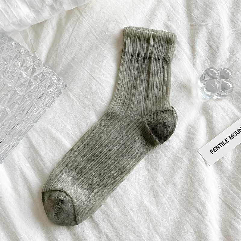 [5 Pairs] Summer Thin Breathable Sexy Fairy Crystal Silk Tube Socks