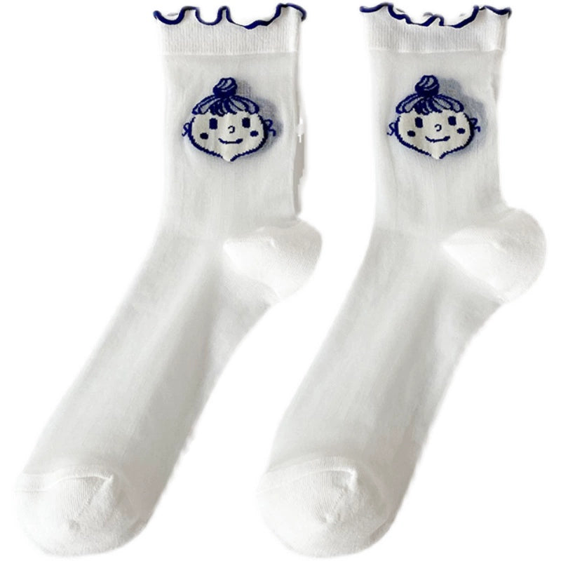 [5 Pairs] College Style Kanekalon Girls Are Very Cute Summer Matching White Shoes Skirt