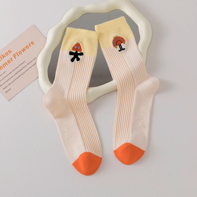 [3 Pairs] Simple Aesthetics, Improve Your Wearing Partner's Spring and Summer Thin Cute Embroidery