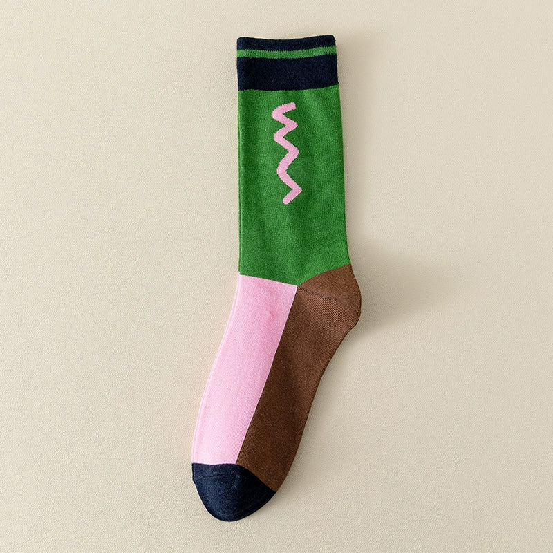 [3 Pairs] Xiaohongshu Personalized Fashion Match High-Profile Figure Rabbit Pink Female Mid-Calf