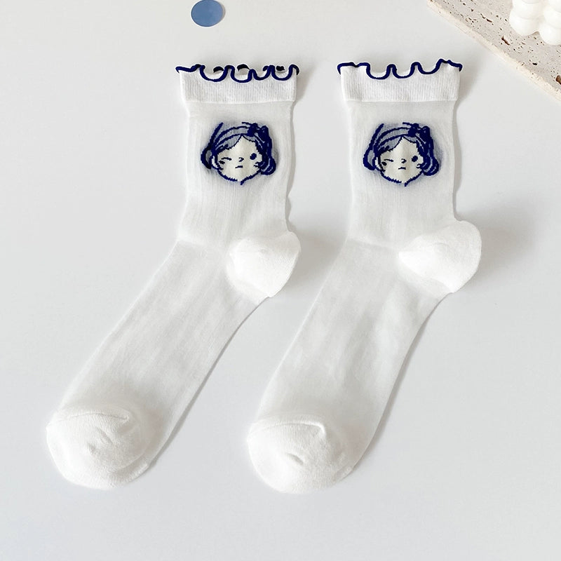 [5 Pairs] College Style Kanekalon Girls Are Very Cute Summer Matching White Shoes Skirt