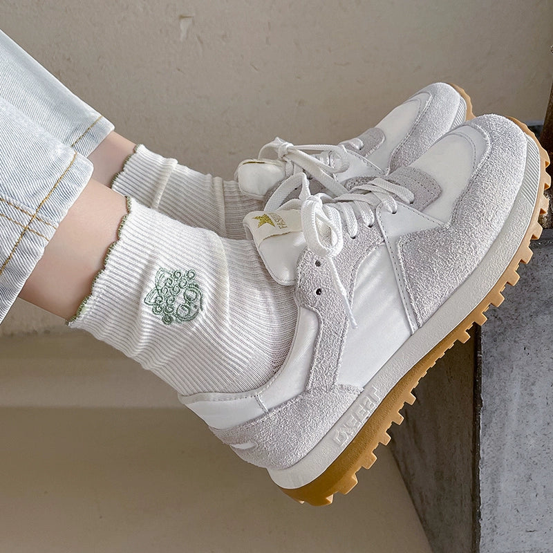 [2 Pairs] Matcha Green Flavor Spring Summer Pure Cotton Cute Girl Avatar Socks