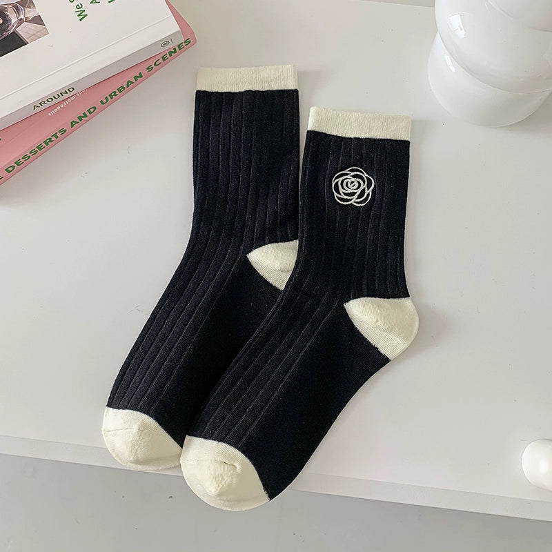 [2 Pairs] Spring and Summer Plain Lotus Heel Cute People Easy to Match Socks