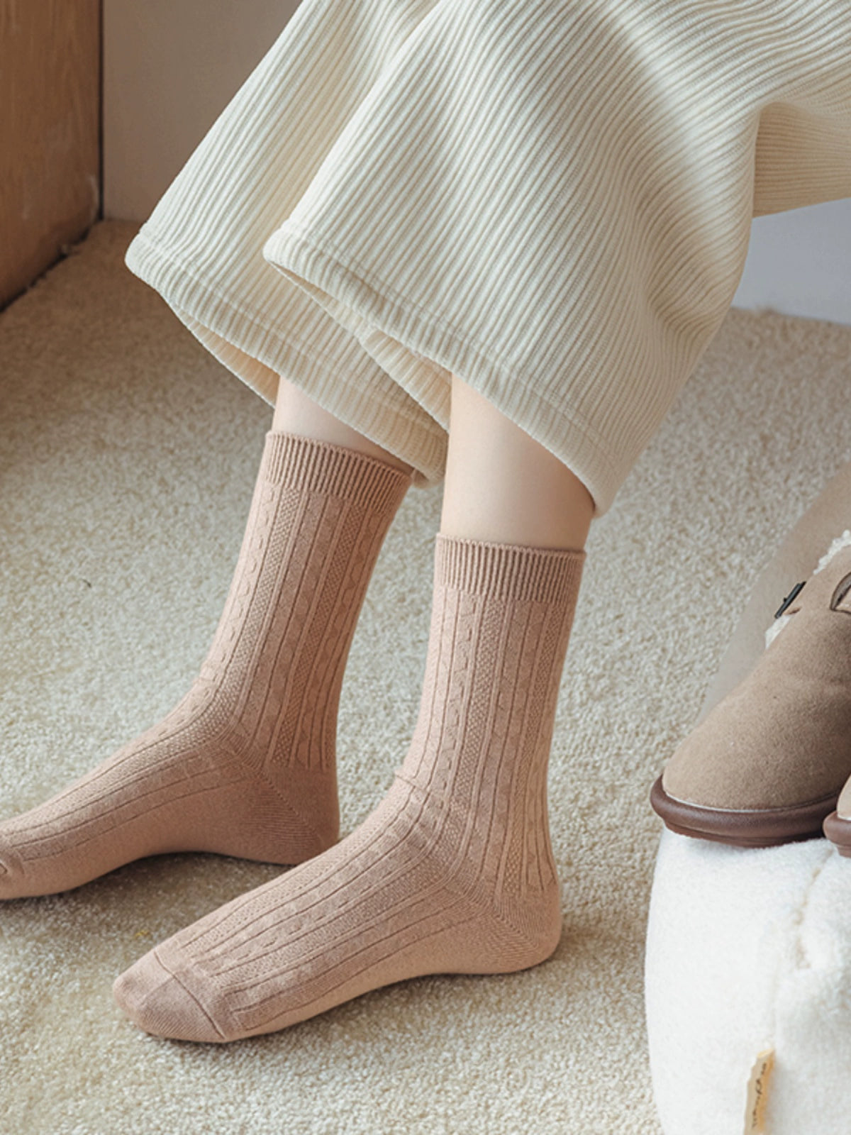 [4 Pairs] New Fashion Not Absent Spring and Summer Double Needle Purple Quiet Girly and Fashion Wear