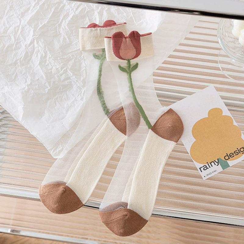 [5 Pairs] Summer Thin Kanekalon Floral Embellishment Your Feet Look Good to Wear