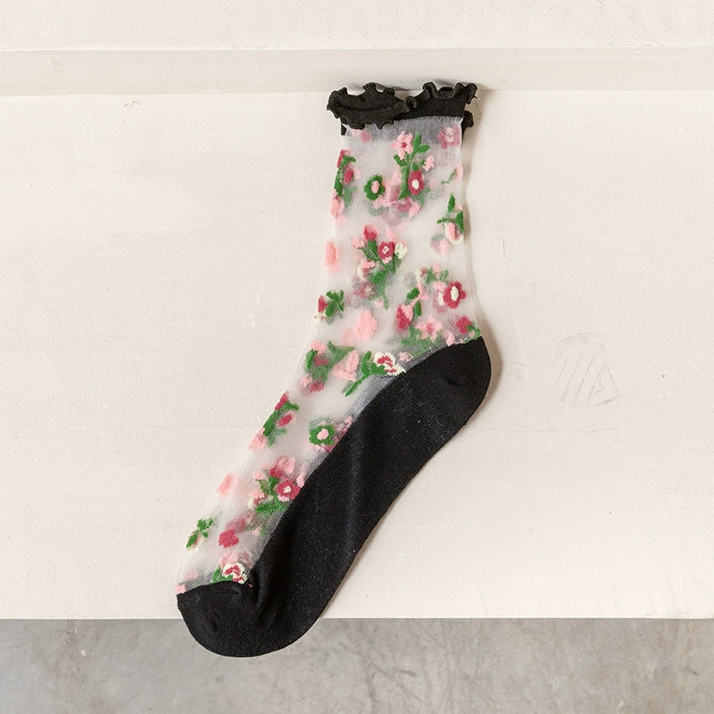 [5 Pairs] Summer Thin Little Flowers Kanekalon Wooden Ear Breathable Little Girl Wear