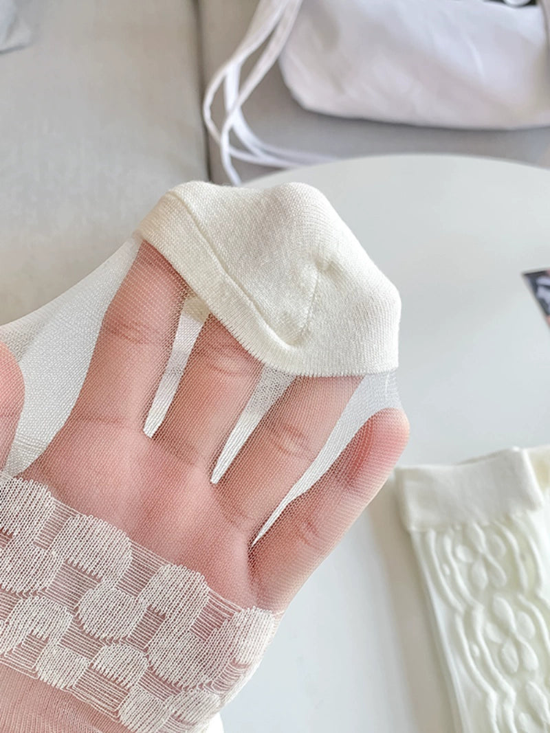 [2 Pairs] Pure White Summer Wear Calf Socks Suitable for Spring and Summer Matching Skirt