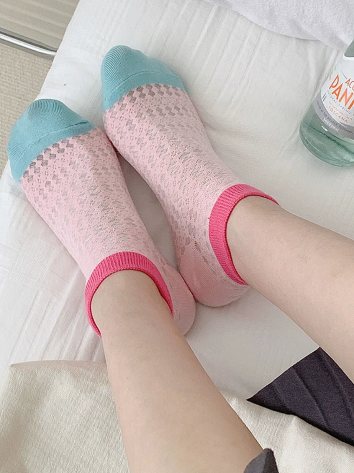 [5 Pairs] Summer Two-Color Wear Thin Breathable Mesh Girl