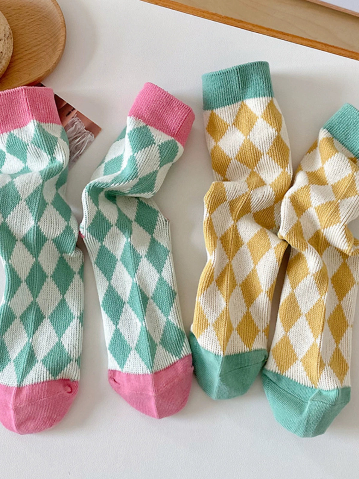 [3 Pairs] Matching Art Spring and Summer Thin Double Needle Items to Match Fashion Sense