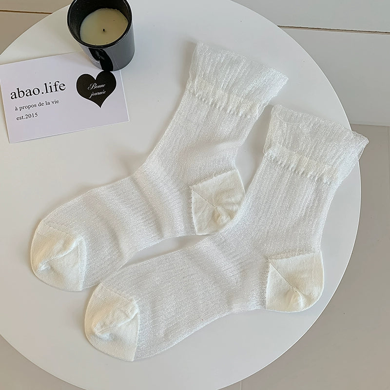 [5 Pairs] Spring Summer Breathable Thin Elegant Weapon Solid Color Sexy Wear