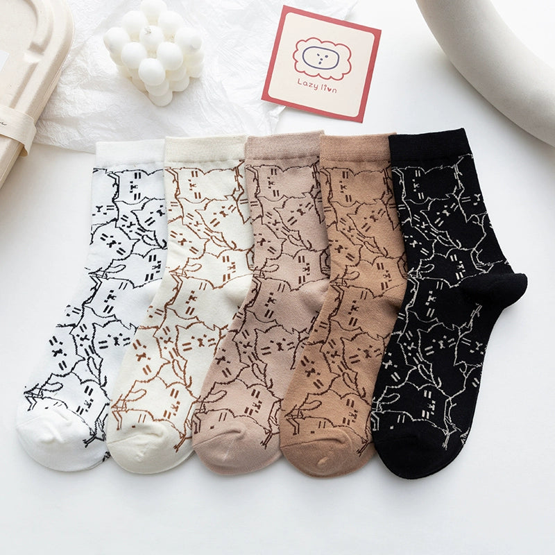 [2 Pairs] Spring Summer Japanese Cat Style Cute Cat Fashion Socks