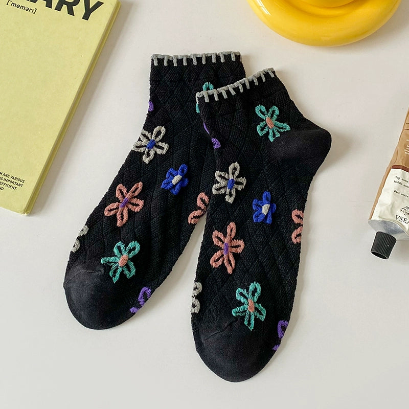 [5 Pairs] Classical Color Spring and Summer Thin Boat Ethnic Style a Little Retro Girl