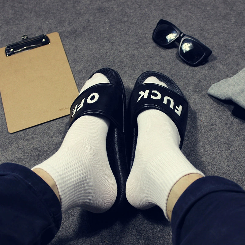 Oldschool10 Pairs Men's and Women's Solid Color Long Tube Black and White Socks Sports Top Street Cotton Stockings Tide