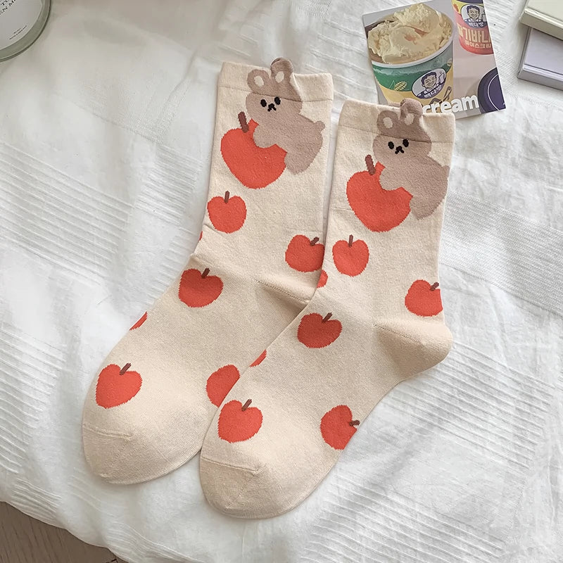 [5 Pairs] Spring and Summer Three-Dimensional Cartoon Thin Japanese Soft and Adorable Wear