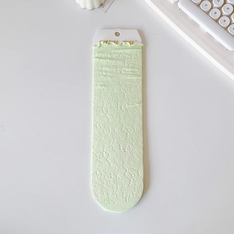 [5 Pairs] Summer Thin and Comfortable Breathable Mesh Pile Style Tube Socks