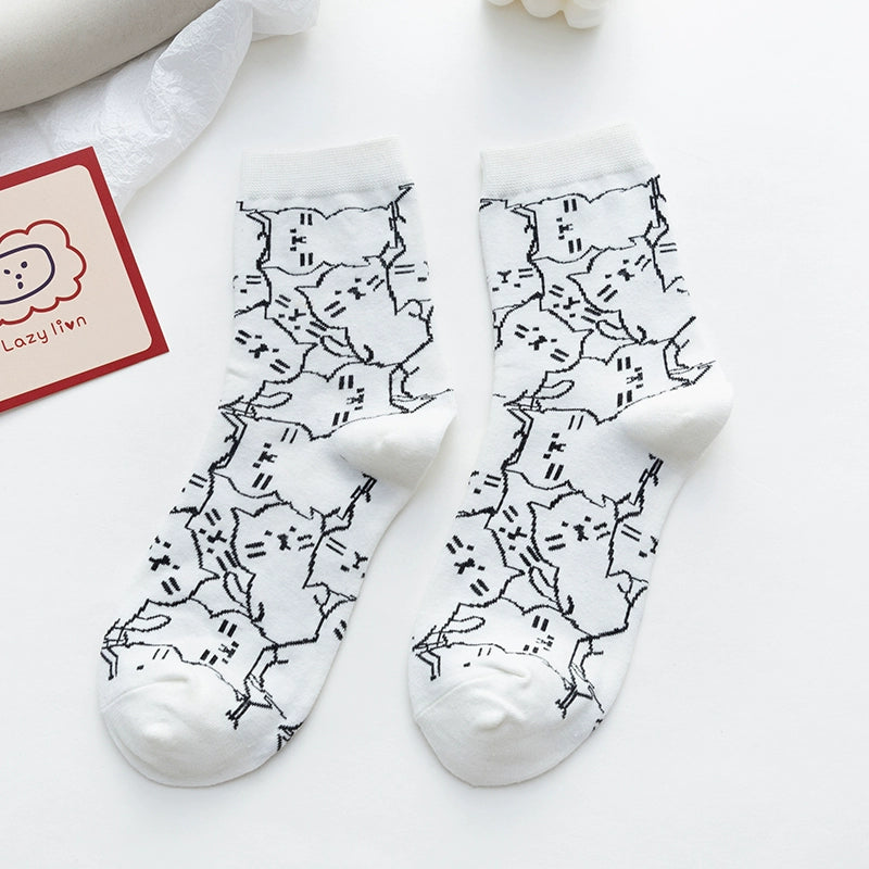 [2 Pairs] Spring Summer Japanese Cat Style Cute Cat Fashion Socks