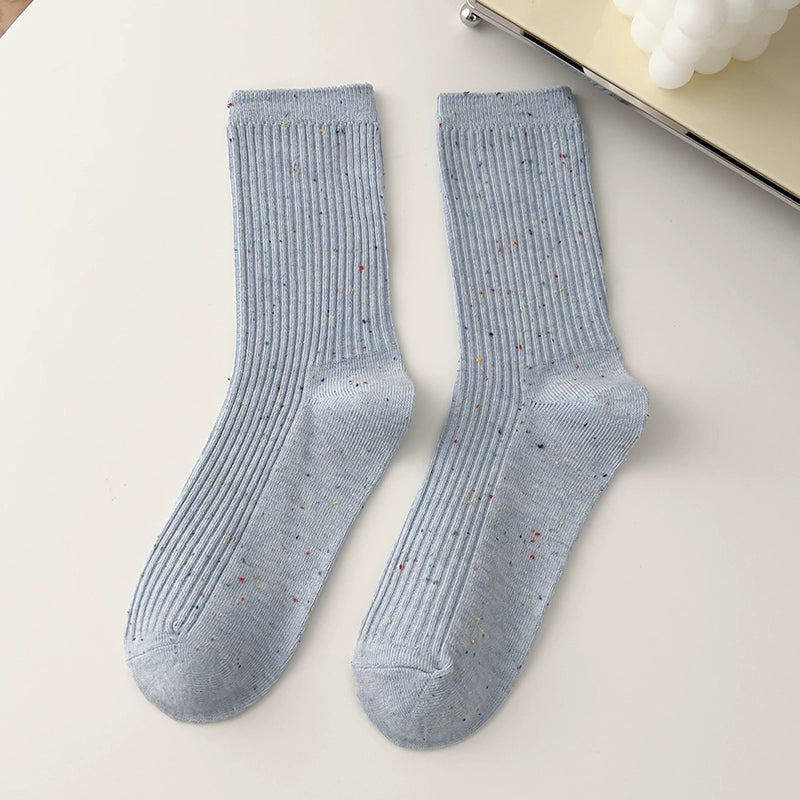 [5 Pairs] Spring and Summer NEPs Yarn Simple and Elegant Tube Socks