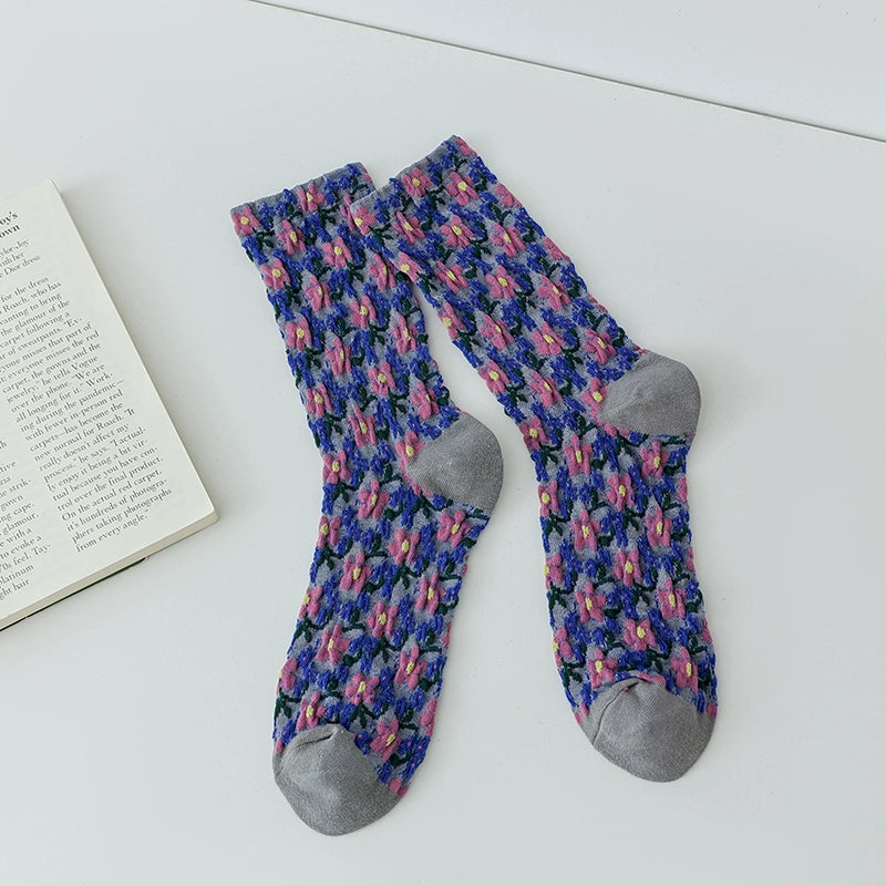 [5 Pairs] Spring and Summer Ethnic Style Low-Key Luxury with Connotation Easy to Wear Pure Cotton Mid-Calf