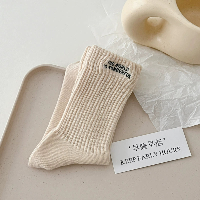 [7 Pairs] Spring and Summer White in Thin Section Letters Couples Fashion Shoes Matching Will Take You to Fashion