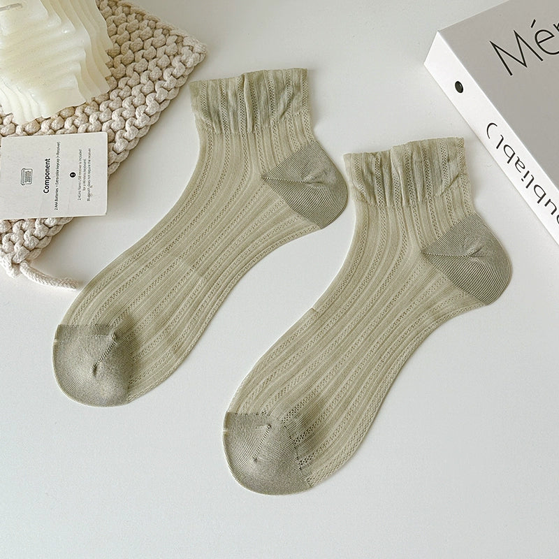 [5 Pairs] Cute Secret Weapon Spring and Summer Thin Breathable Solid Color Makes You Look Younger Instantly