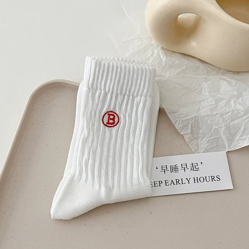 [7 Pairs] Spring and Summer White in Thin Section Letters Couples Fashion Shoes Matching Will Take You to Fashion