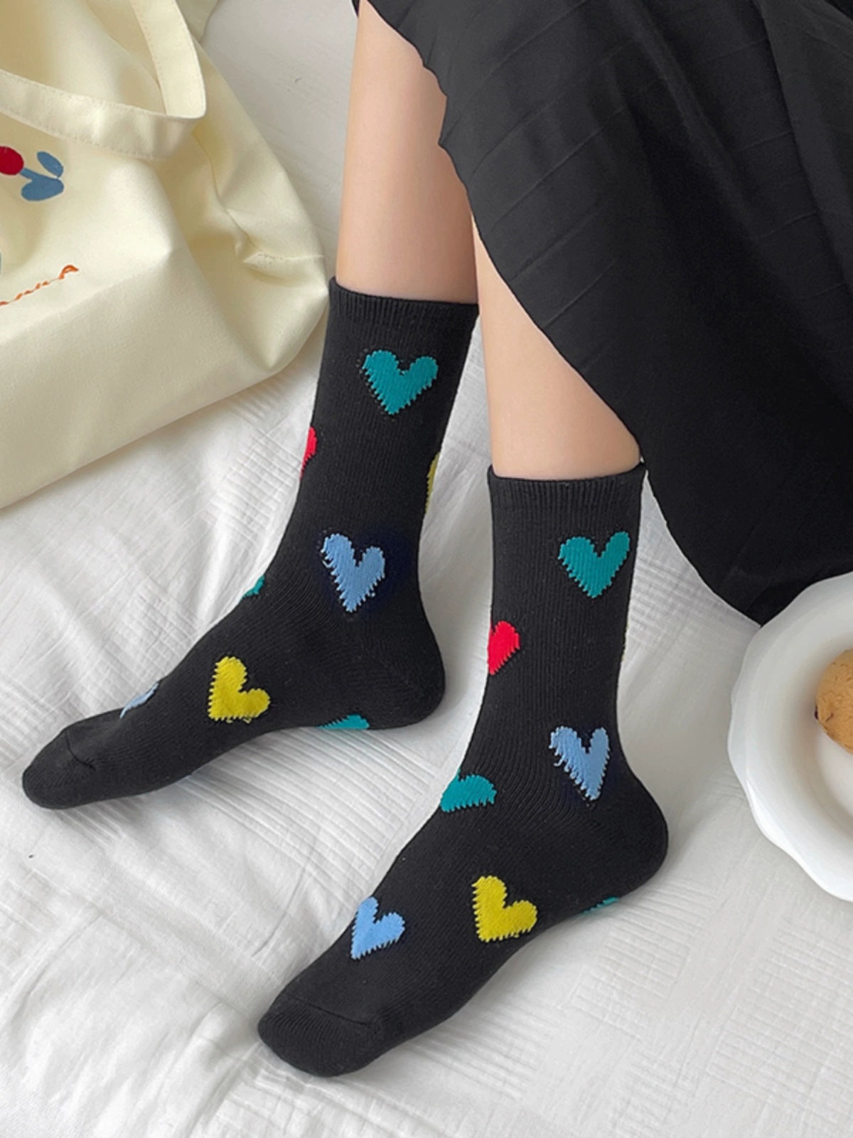 [2 Pairs] Spring and Summer Colored Loving Heart College Style Sweet Love Sweet