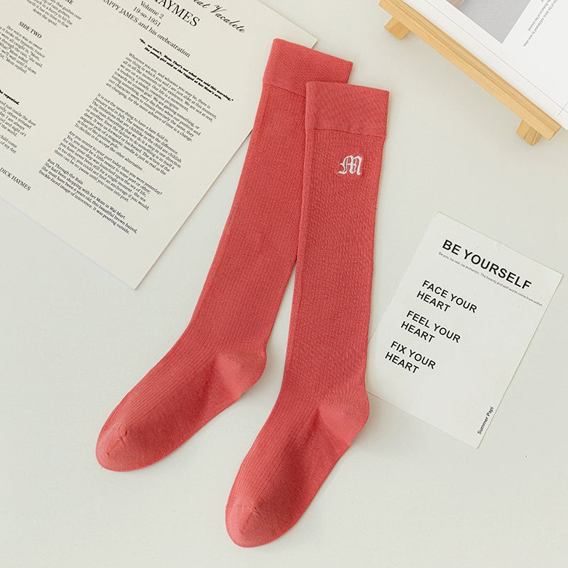 [2 Pairs] College Style All-Match Embroidery Calf Socks Spring and Summer Selected Boutique