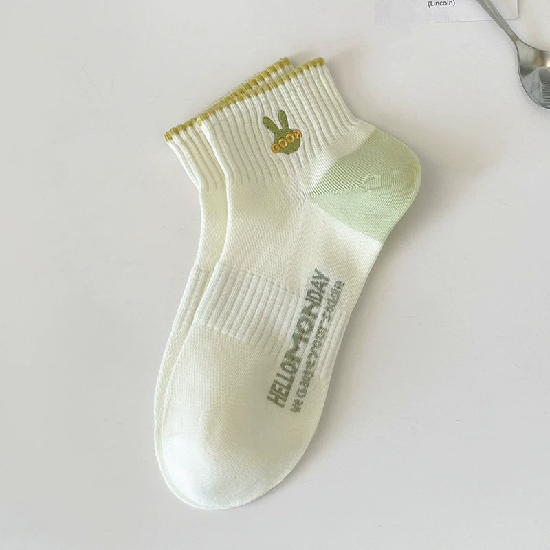 [5 Pairs] Make Your Every Day Full of Good Mood Spring and Summer Thin Breathable Pure Cotton