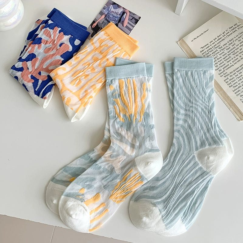 [4 Pairs] Spring and Summer Thin Breathable Mesh Street Fashion Athletic Girl Wear