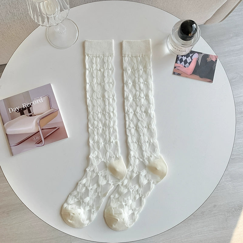 [2 Pairs] Pure White Summer Wear Calf Socks Suitable for Spring and Summer Matching Skirt