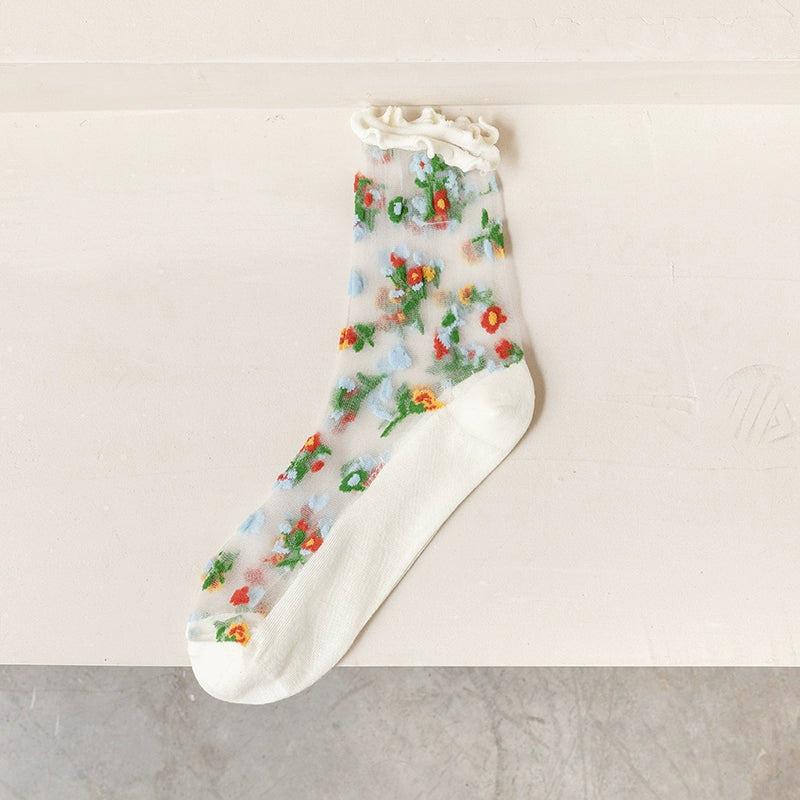 [5 Pairs] Summer Thin Little Flowers Kanekalon Wooden Ear Breathable Little Girl Wear