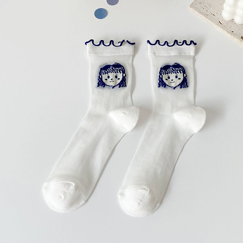 [5 Pairs] College Style Kanekalon Girls Are Very Cute Summer Matching White Shoes Skirt