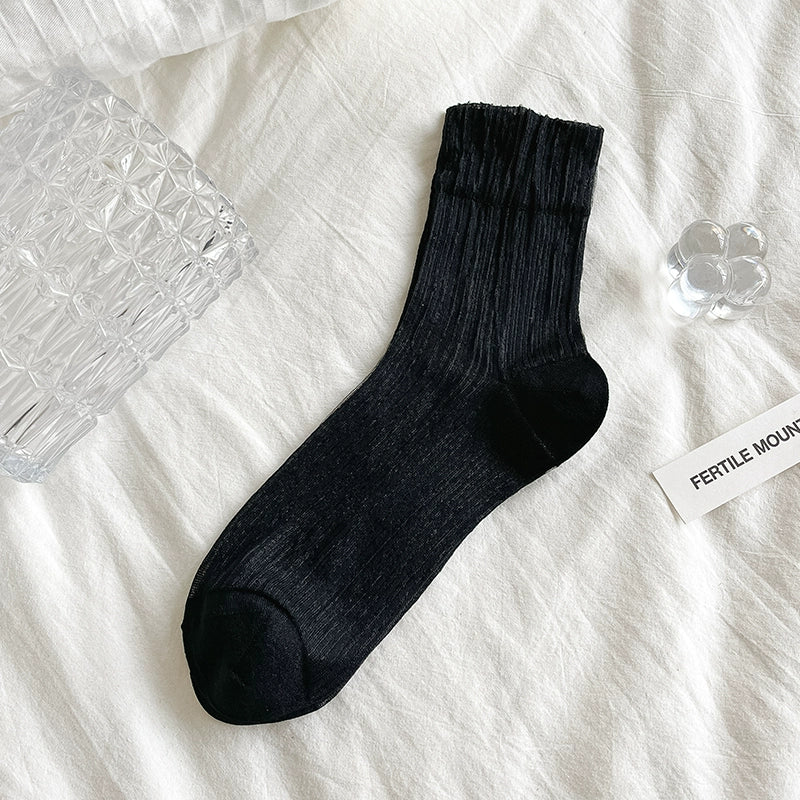 [5 Pairs] Summer Thin Breathable Sexy Fairy Crystal Silk Tube Socks