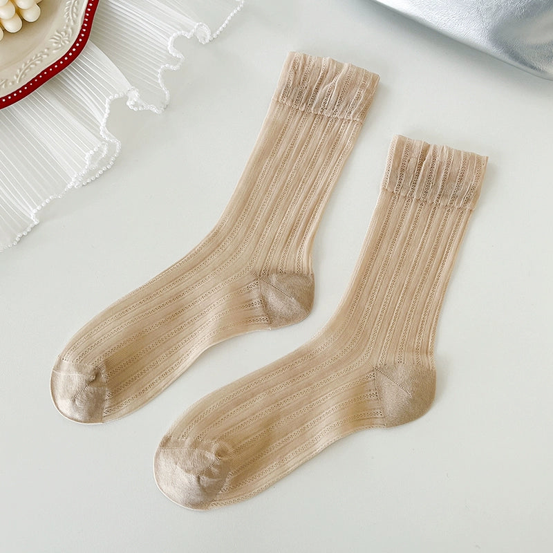 [5 Pairs] Summer Kanekalon Breathable Sexy Girl Fashion Simple Plain Color Easy to Match