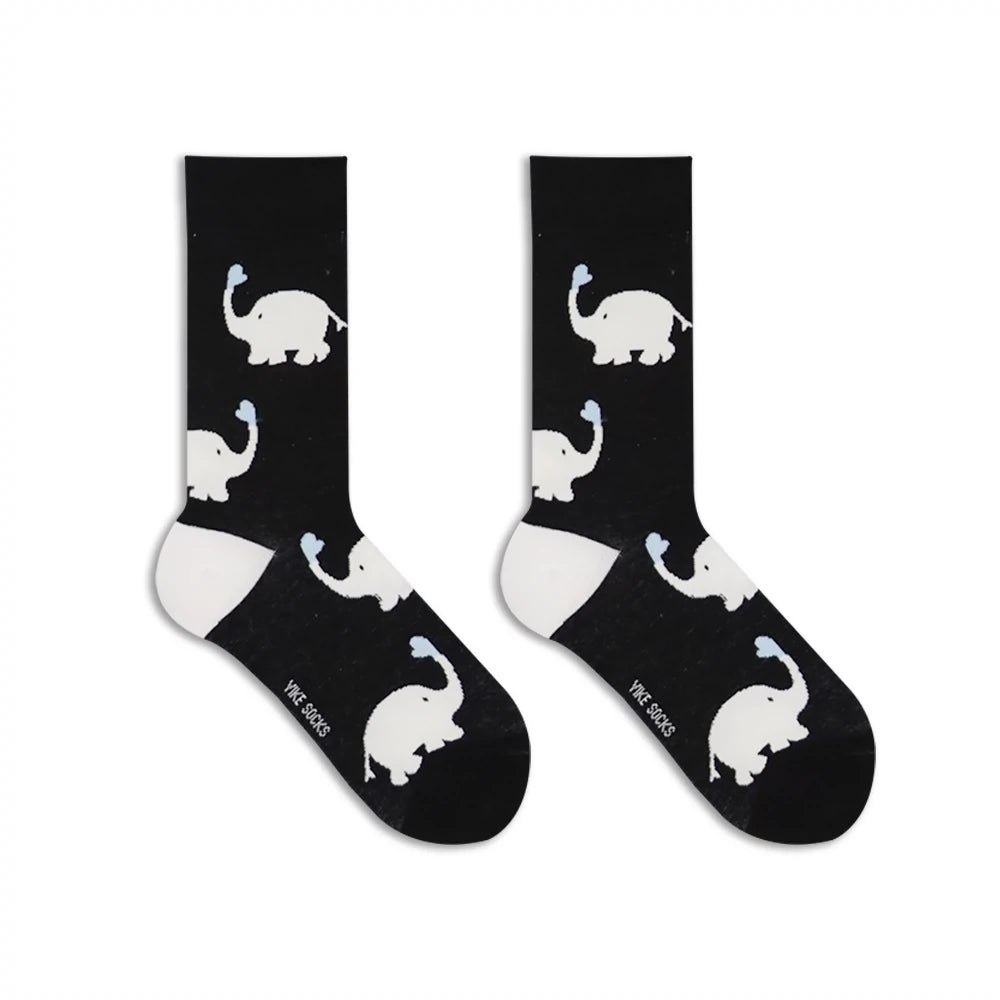 [3 Pairs] Cute Cartoon Love Elephant Girl Korean Style Japanese Style Simple Girl Wear