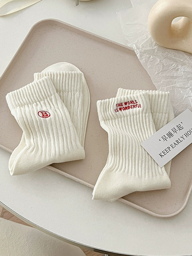 [7 Pairs] Spring and Summer White in Thin Section Letters Couples Fashion Shoes Matching Will Take You to Fashion