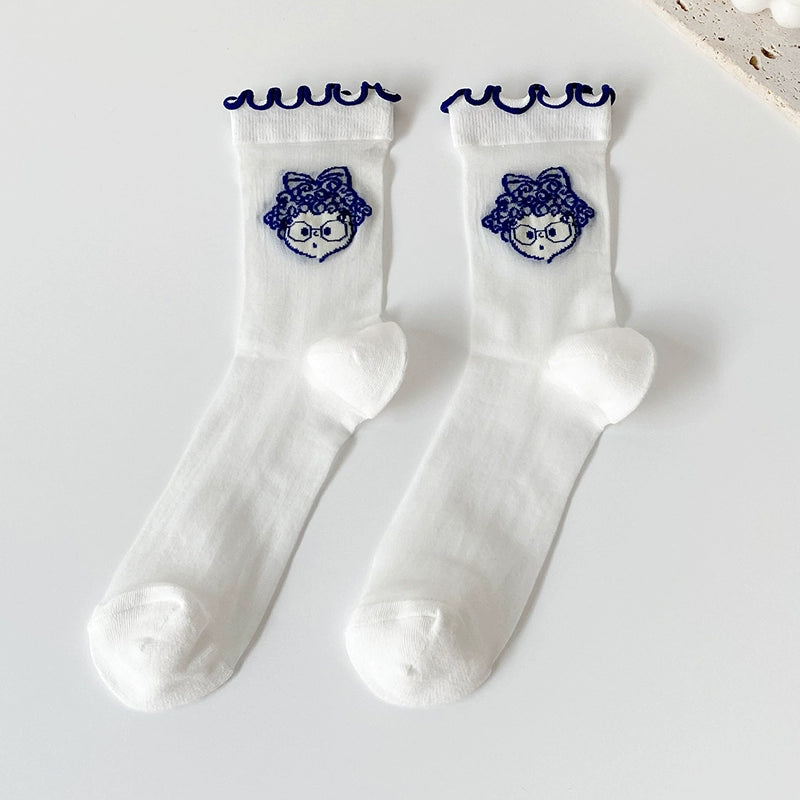 [5 Pairs] College Style Kanekalon Girls Are Very Cute Summer Matching White Shoes Skirt