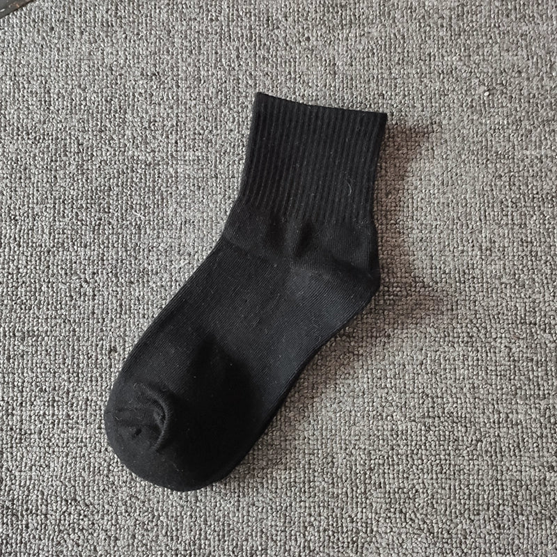 Oldschool10 Pairs Men's and Women's Solid Color Long Tube Black and White Socks Sports Top Street Cotton Stockings Tide