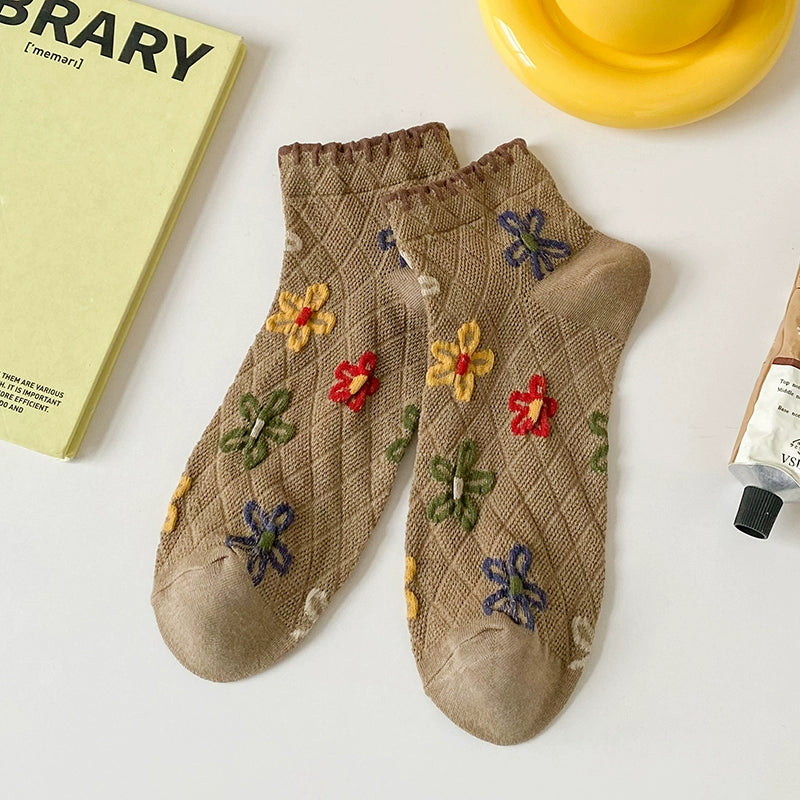 [5 Pairs] Classical Color Spring and Summer Thin Boat Ethnic Style a Little Retro Girl