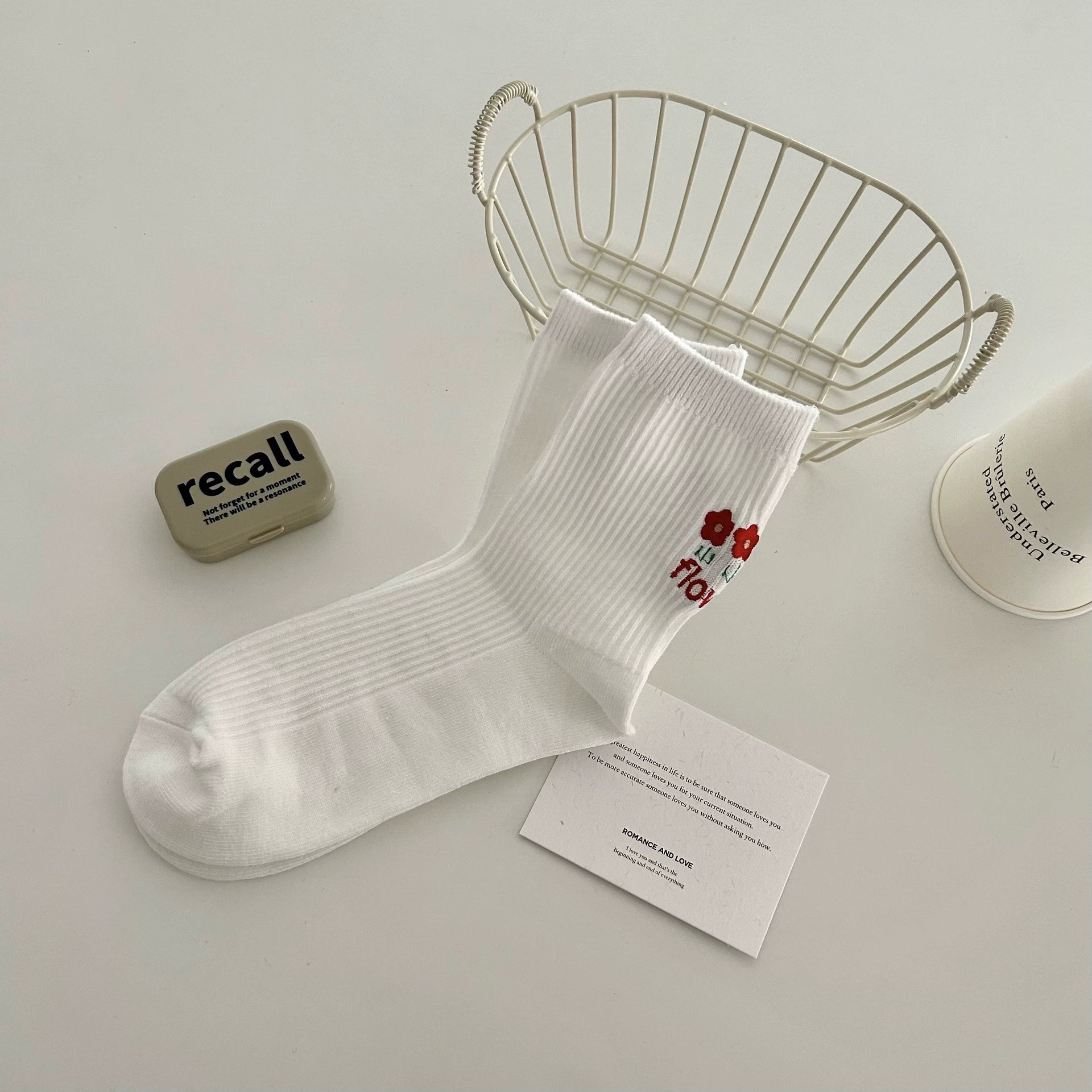 [3 Pairs] Spring and Summer Three Flowers Thin Simple and Beautiful Pure Cotton Comfortable Wear