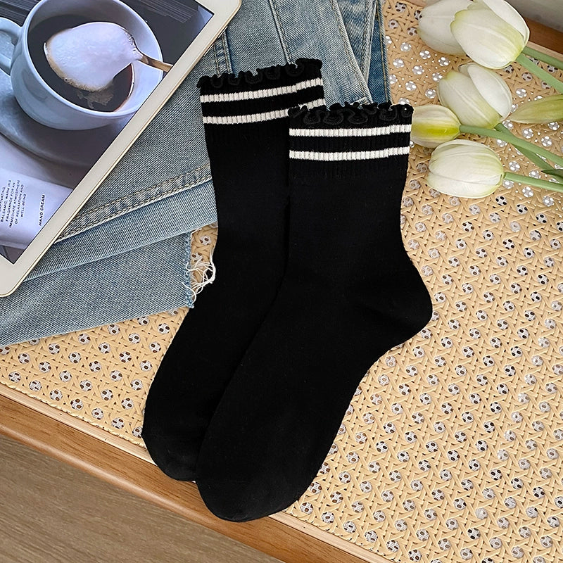 [4 Pairs] It Can Also Be Very Cute to Wear Spring and Summer Thin Breathable Stripes Series If You Don't Believe It